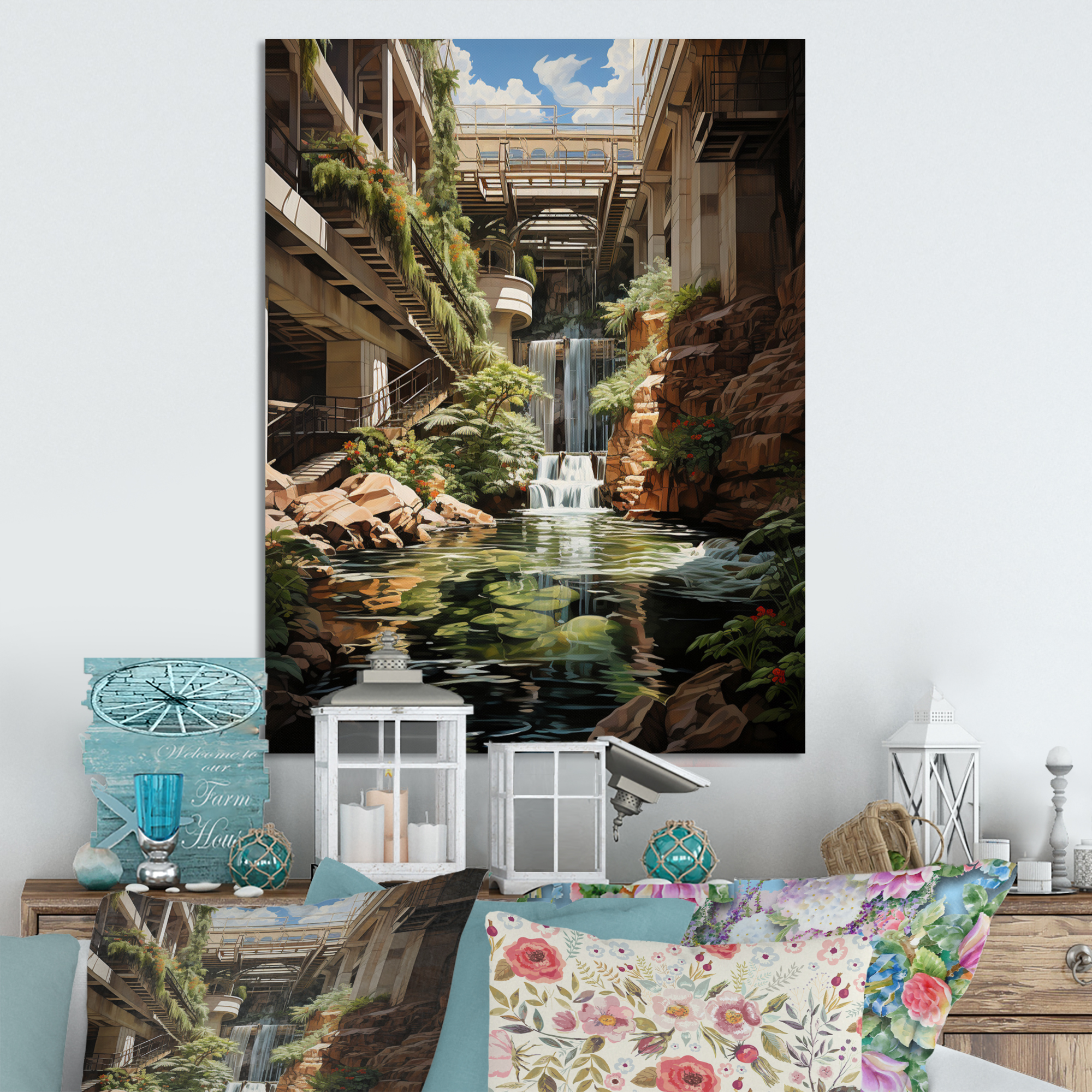 Designart "Structure Dream Dam Monumental painting" Cityscapes Metal ...