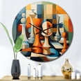 thumbnail image 1 of Designart "Structured Chaos Orange Blue Orange And Blue" Abstract Shapes Oversized Wall Clock, 1 of 5