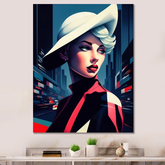 Designart "Stunning Female In The City" Fashion Woman Wall Art For Kitchen