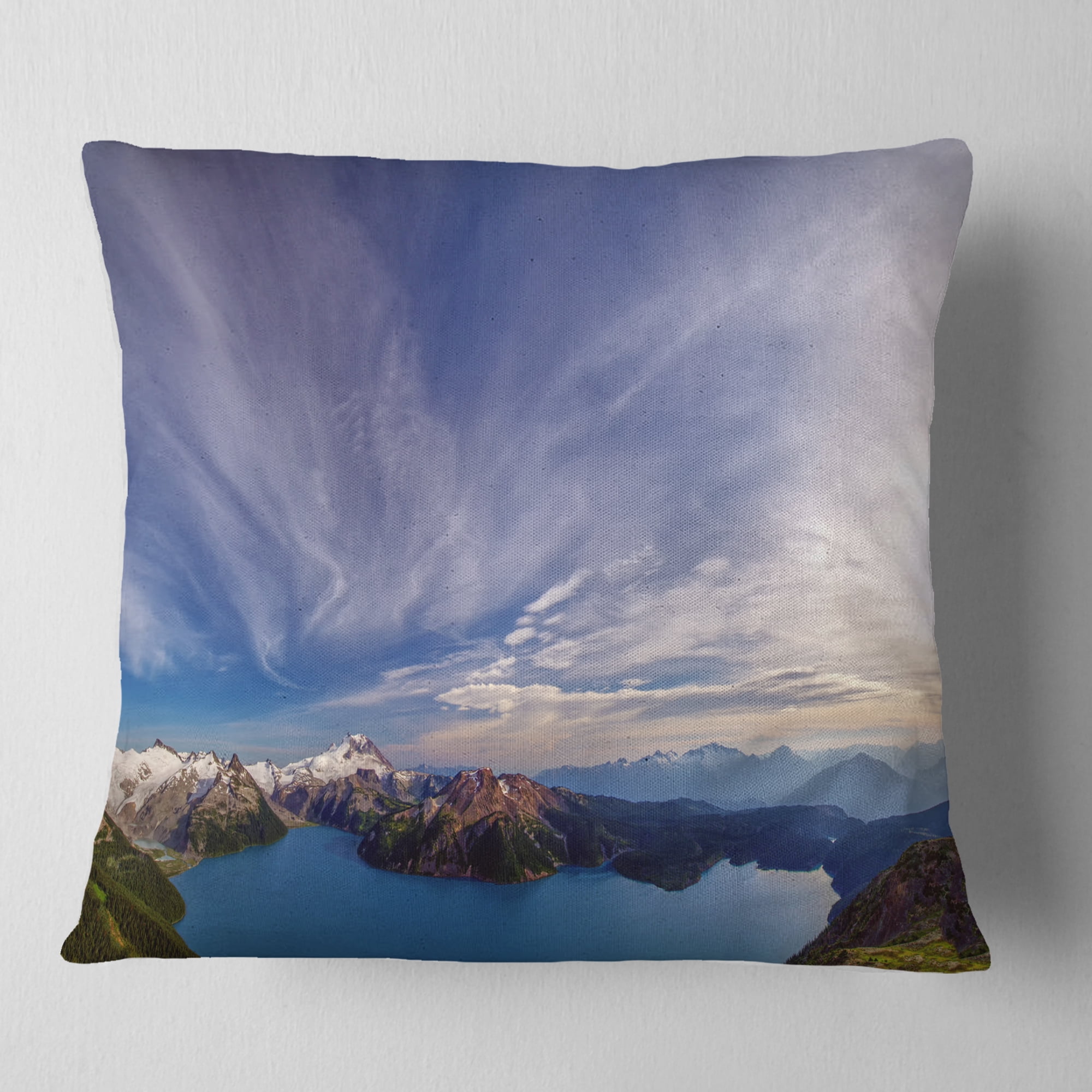 Designart Stunning View of Clear Lake - Landscape Printed Throw Pillow - 16x16