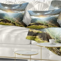 Designart Stunning View of Sunset in Mountains - Landscape Printed Throw Pillow - 12x20