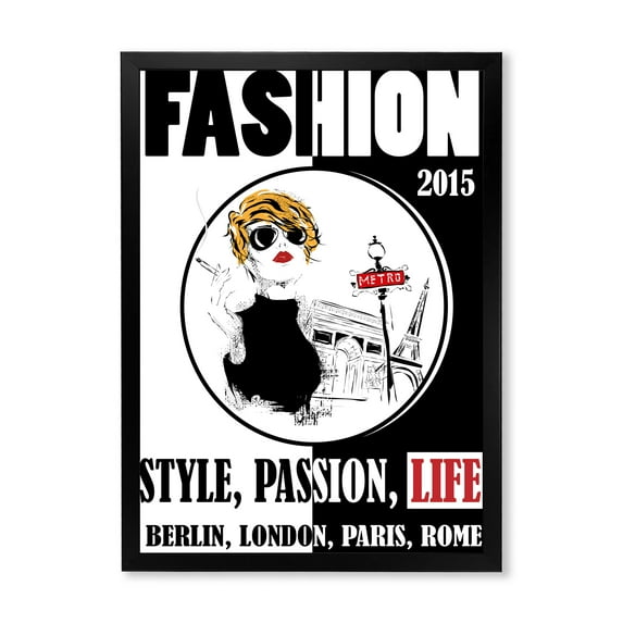 Designart 'Style Passion Life Fashion Woman I' Vintage Framed Art Print
