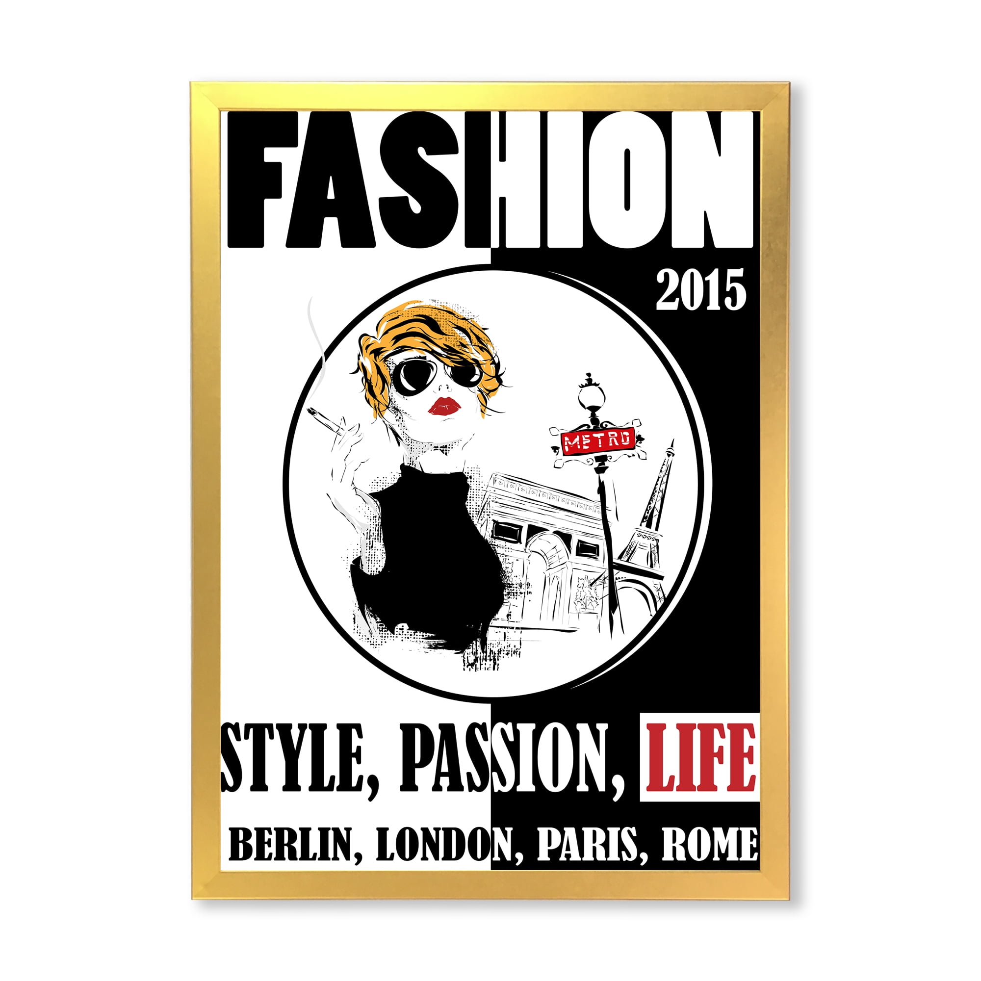 Designart 'Style Passion Life Fashion Woman I' Vintage Framed Art Print