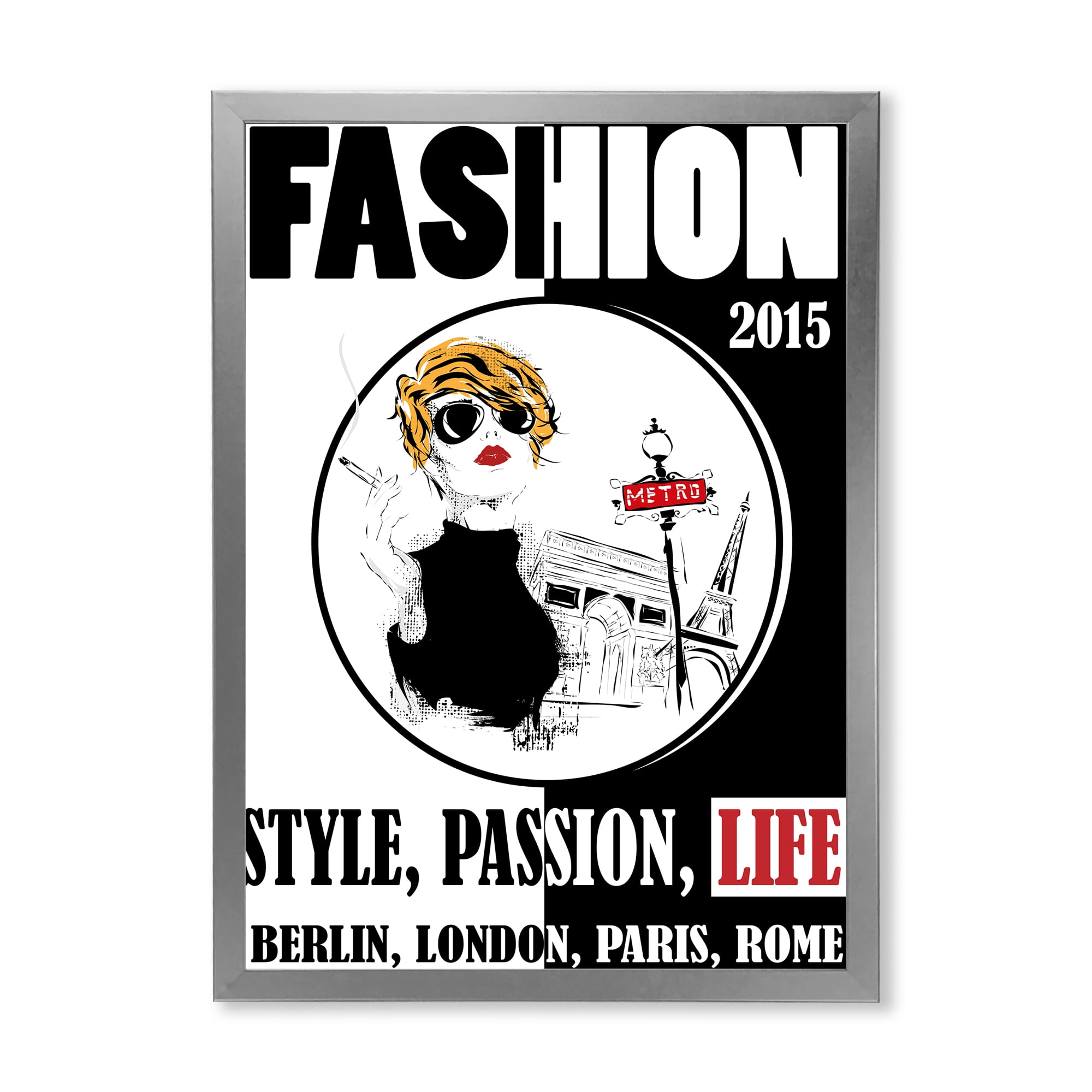 Designart 'Style Passion Life Fashion Woman I' Vintage Framed Art Print