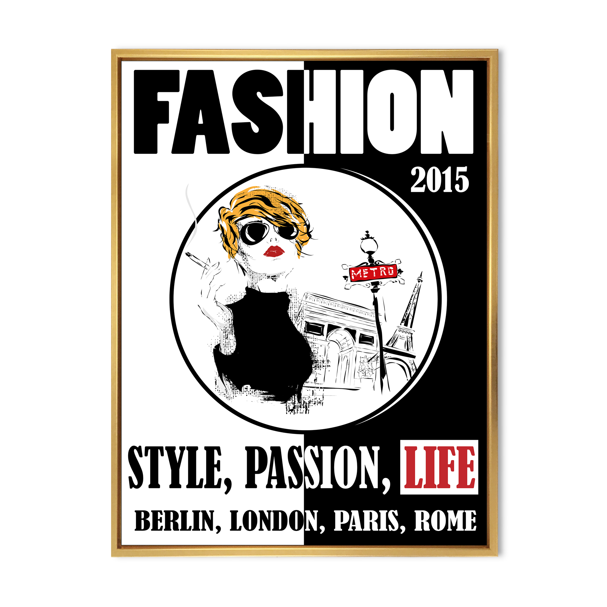 Designart 'Style Passion Life Fashion Woman I' Vintage Framed Canvas Wall Art Print