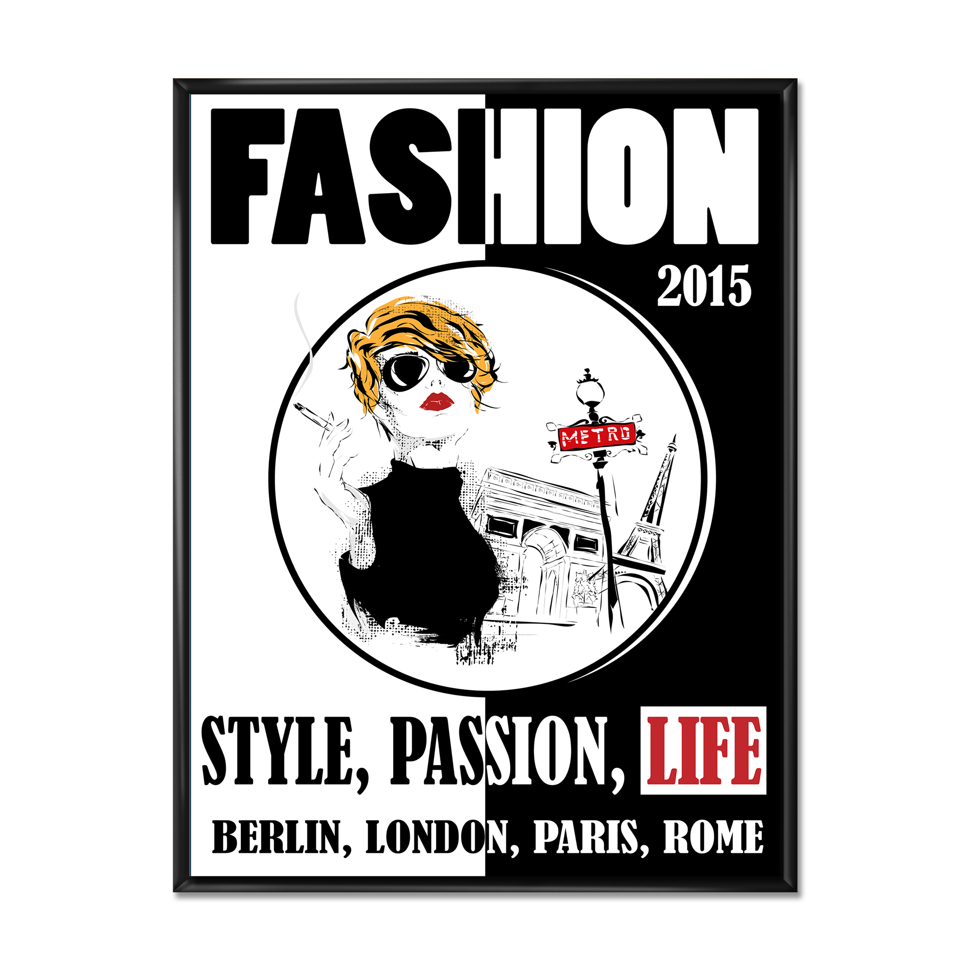 Designart 'Style Passion Life Fashion Woman I' Vintage Framed Canvas Wall Art Print