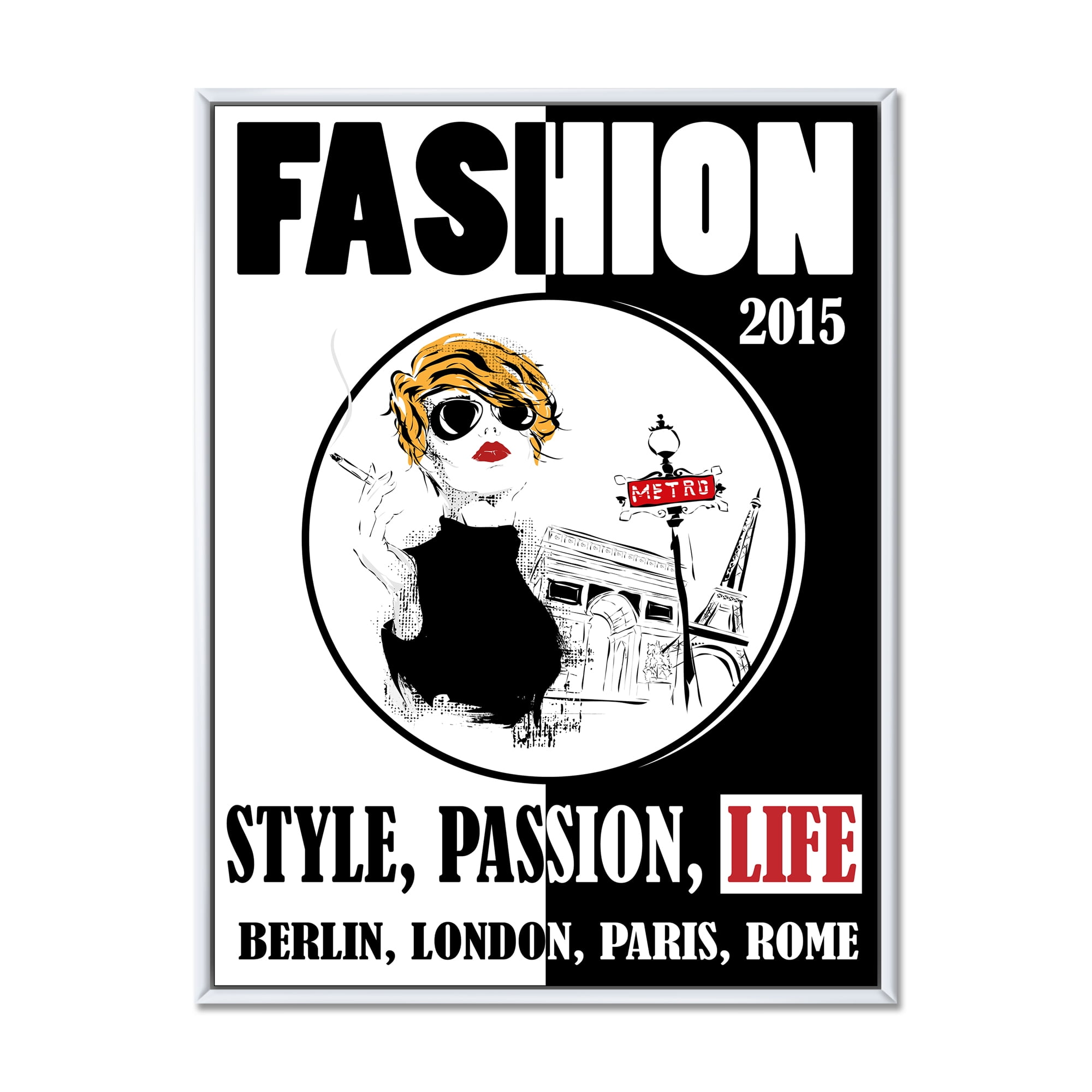 Designart 'Style Passion Life Fashion Woman I' Vintage Framed Canvas Wall Art Print