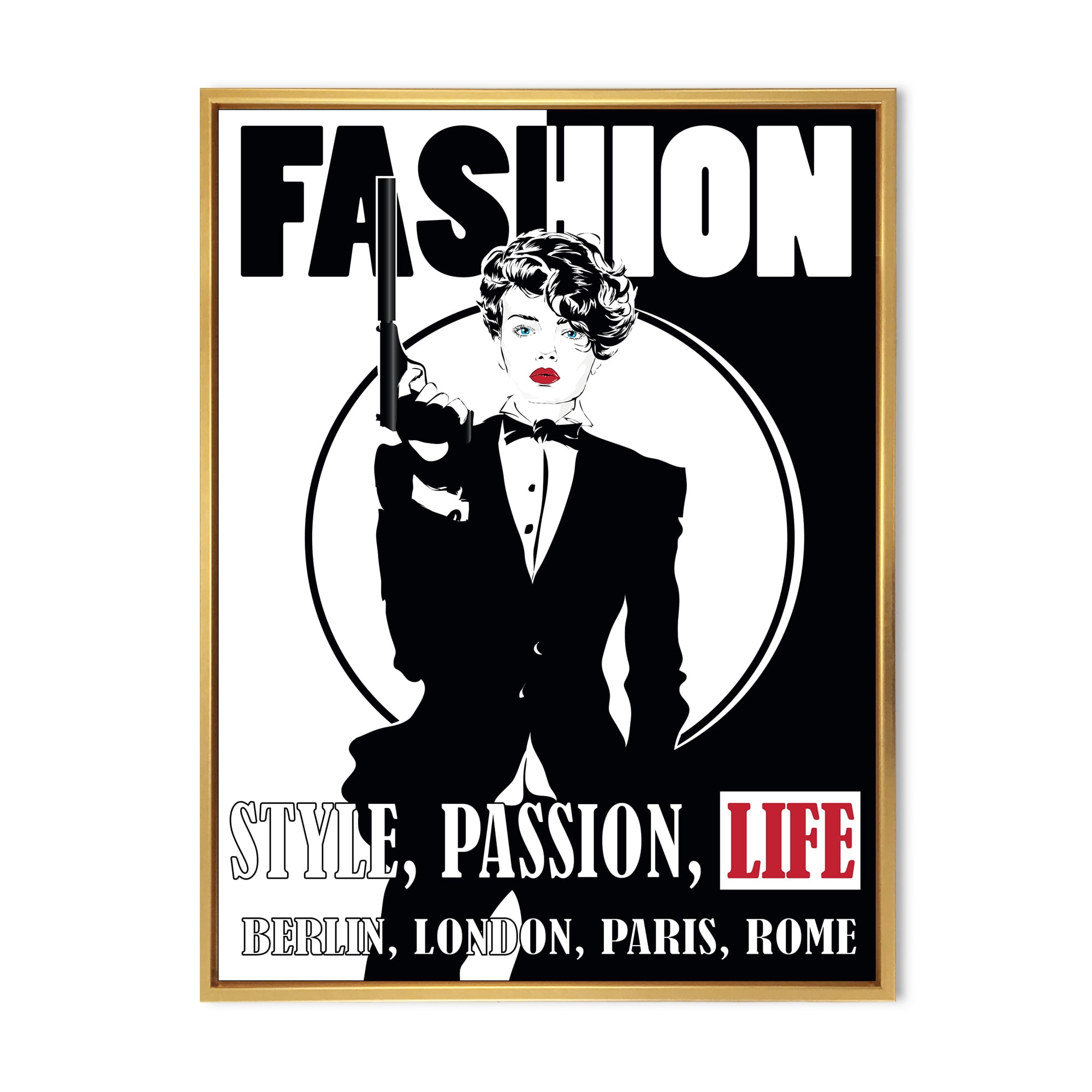 Designart 'Style Passion Life Fashion Woman II' Vintage Framed Canvas Wall Art Print
