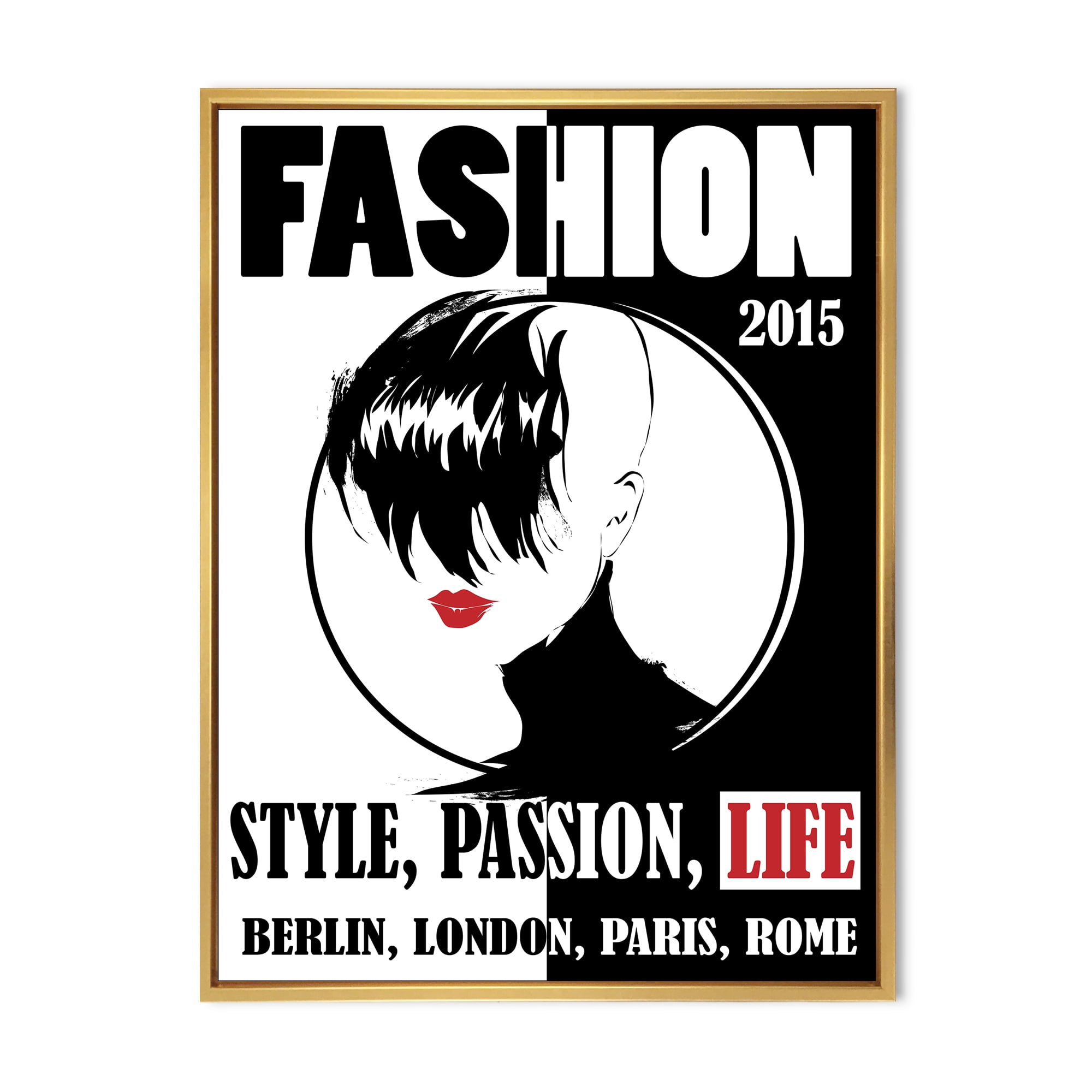 Designart 'Style Passion Life Fashion Woman III' Vintage Framed Canvas Wall Art Print