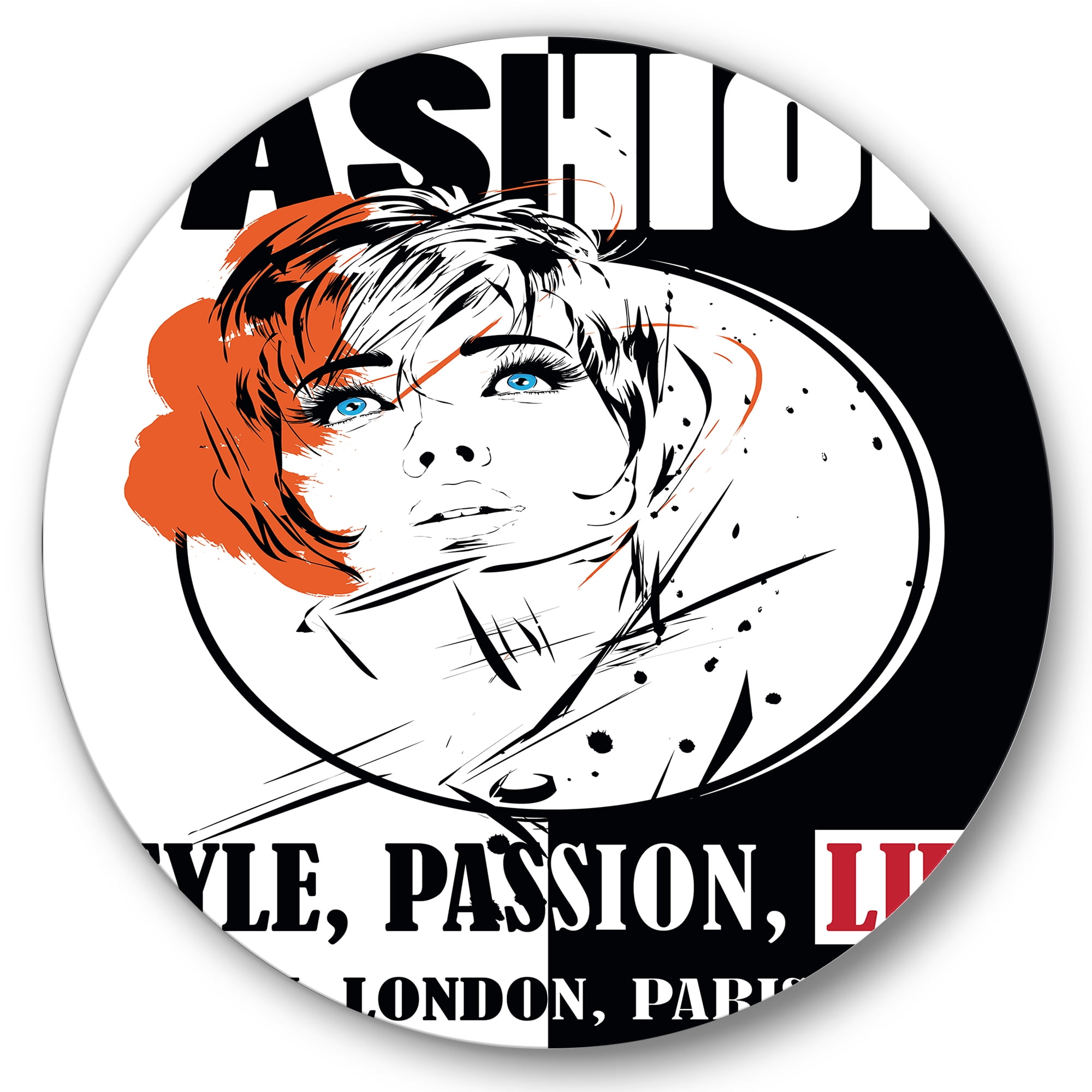 Designart 'Style Passion Life Fashion Woman IV' Vintage Circle Metal Wall Art 29x29 - Disc of 29