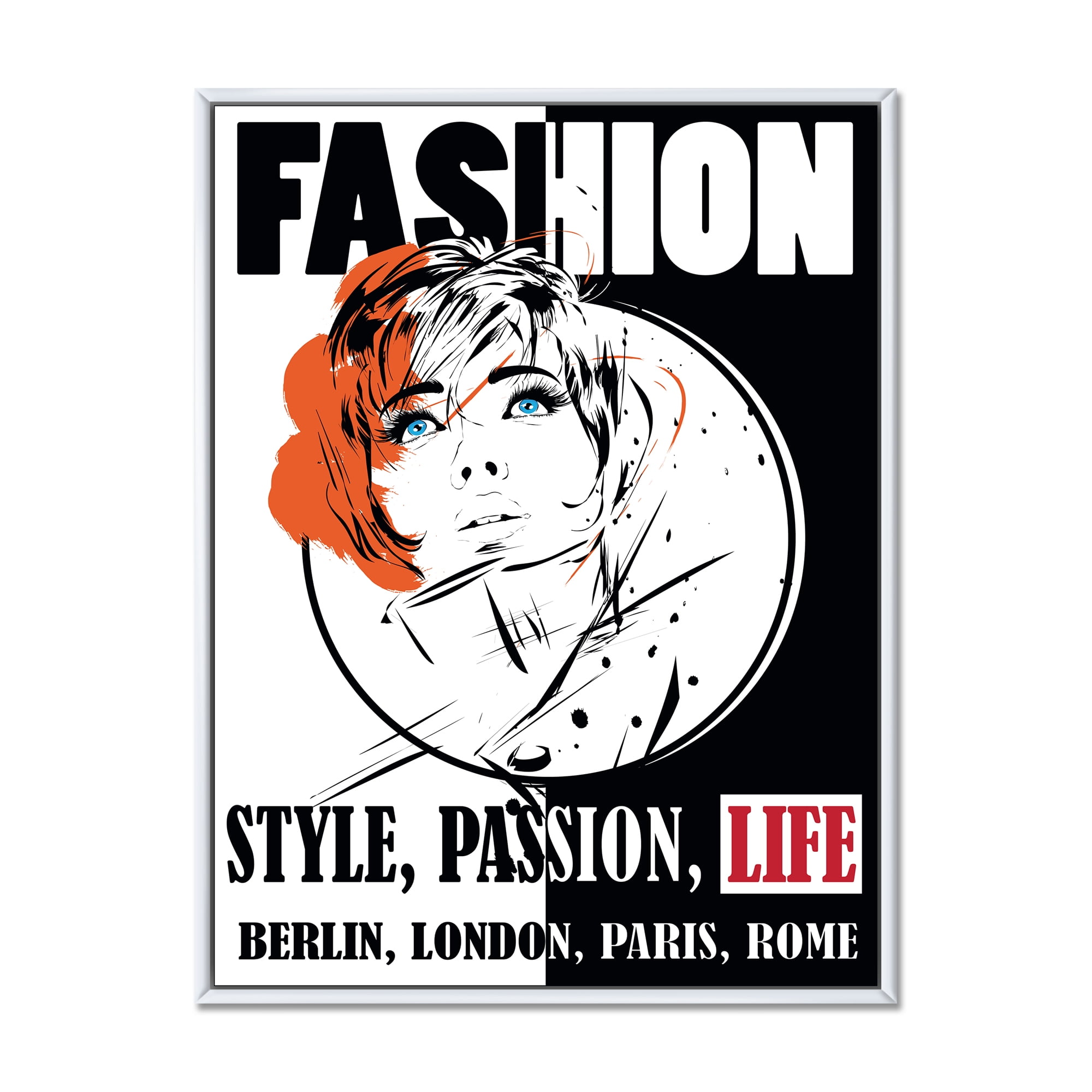 Designart 'Style Passion Life Fashion Woman IV' Vintage Framed Canvas Wall Art Print