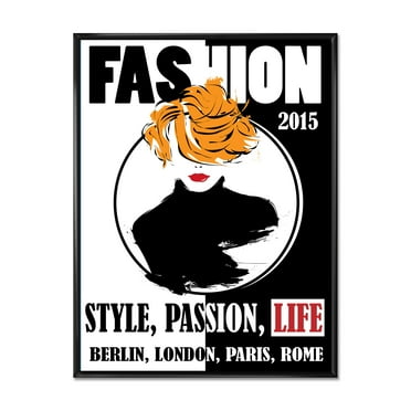 Designart 'Style Passion Life Fashion Woman V' Modern Framed Canvas Wall Art Print
