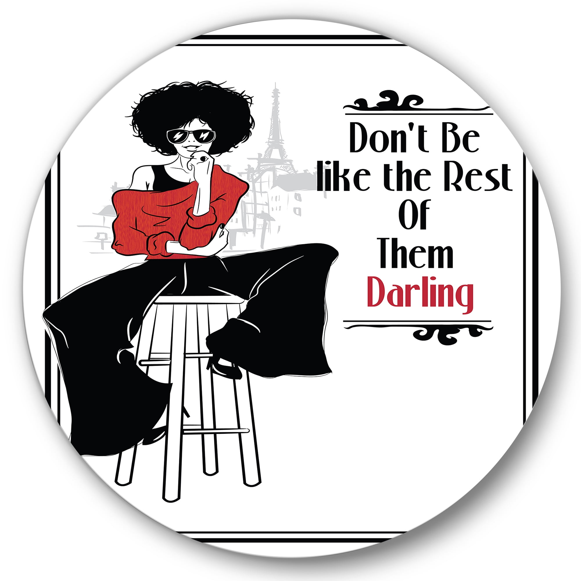 Designart 'Style Passion Life Fashion Woman VI' Modern Circle Metal Wall Art 29x29 - Disc of 29