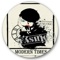 Designart 'Style Passion Life Fashion Woman VII' Vintage Circle Metal Wall Art 36x36 - Disc of 36