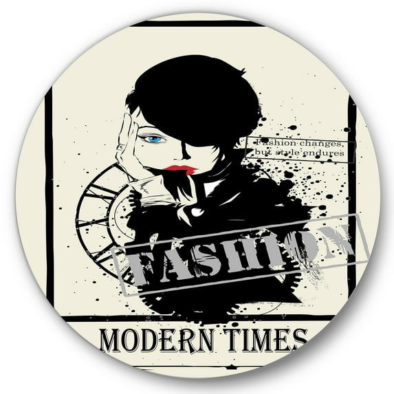 Designart 'Style Passion Life Fashion Woman VII' Vintage Circle Metal Wall Art 36x36 - Disc of 36