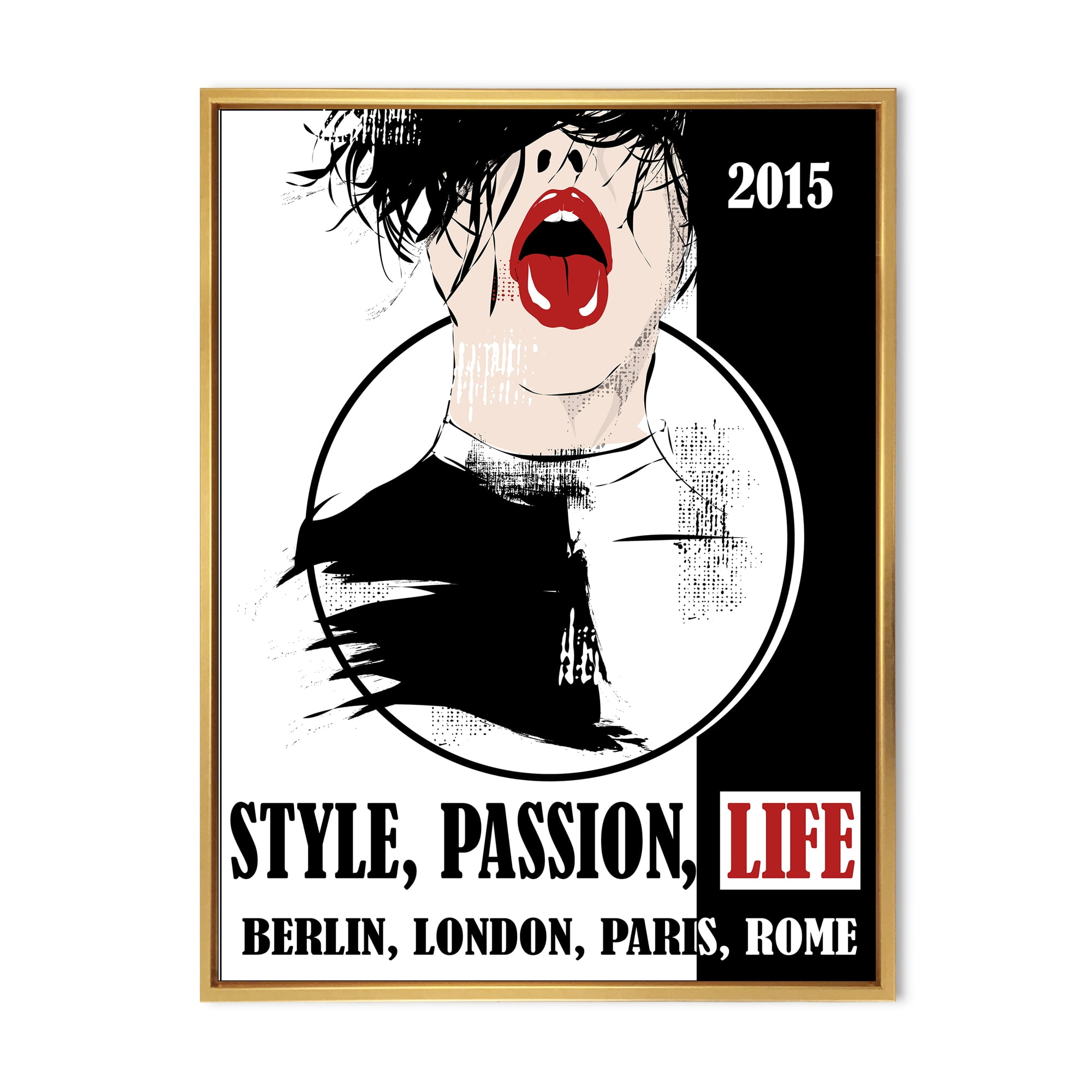 Designart 'Style Passion Life Fashion Woman VIII' Vintage Framed Canvas Wall Art Print