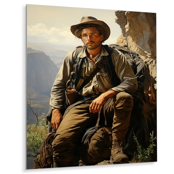 Designart "Stylish 1850S Adventurous Portrait" Fashion Metal Wall Art Prints