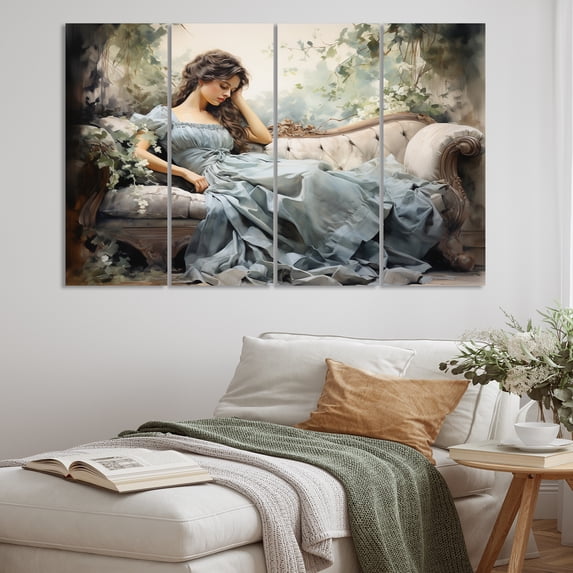 Designart "Stylish 1850S Suffused Portrait" Fashion Art Living Room Set