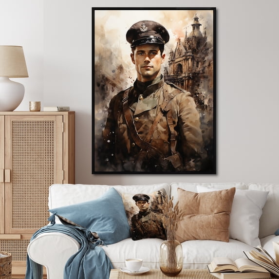 Designart "Stylish 1910S World Portrait" Fashion Floater Framed Wall Decor