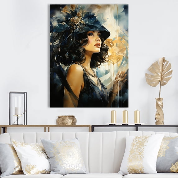 Designart "Stylish 1920S Roaring Portrait I" Fashion Canvas Print