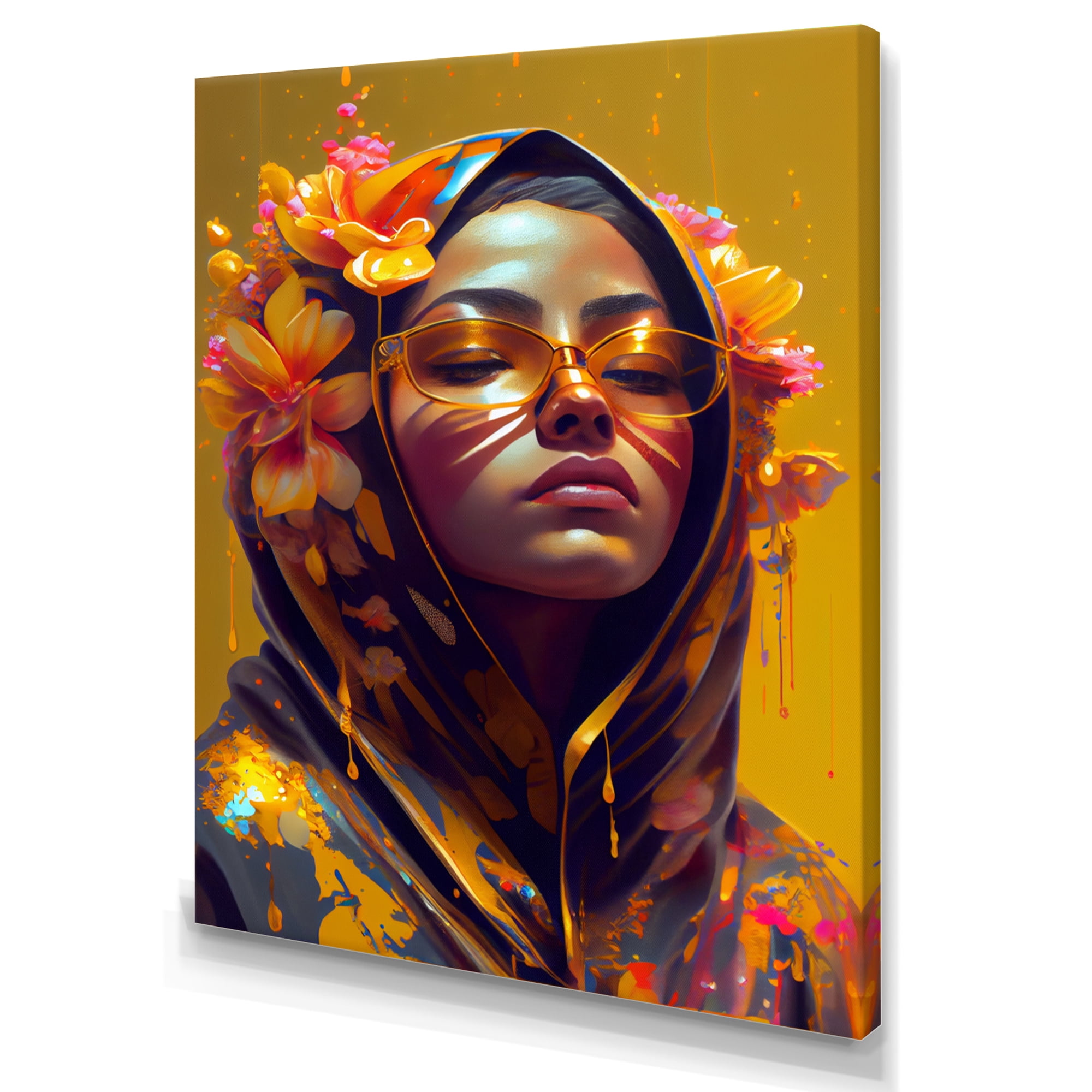 Designart Stylish Arabic Woman With Floral Hijab II Canvas Wall Art