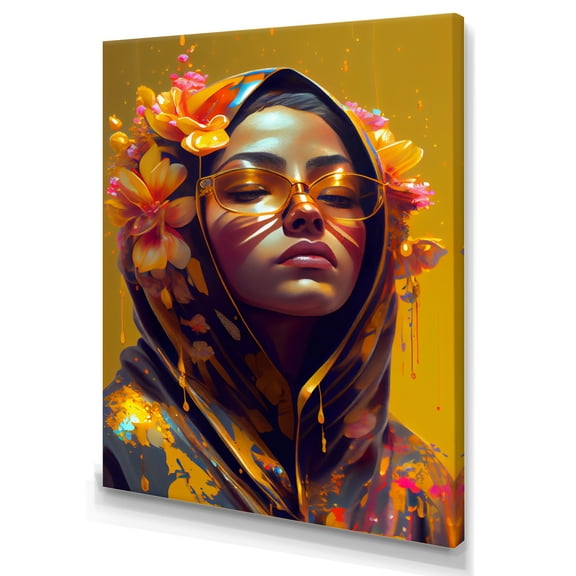 Designart Stylish Arabic Woman With Floral Hijab II Canvas Wall Art