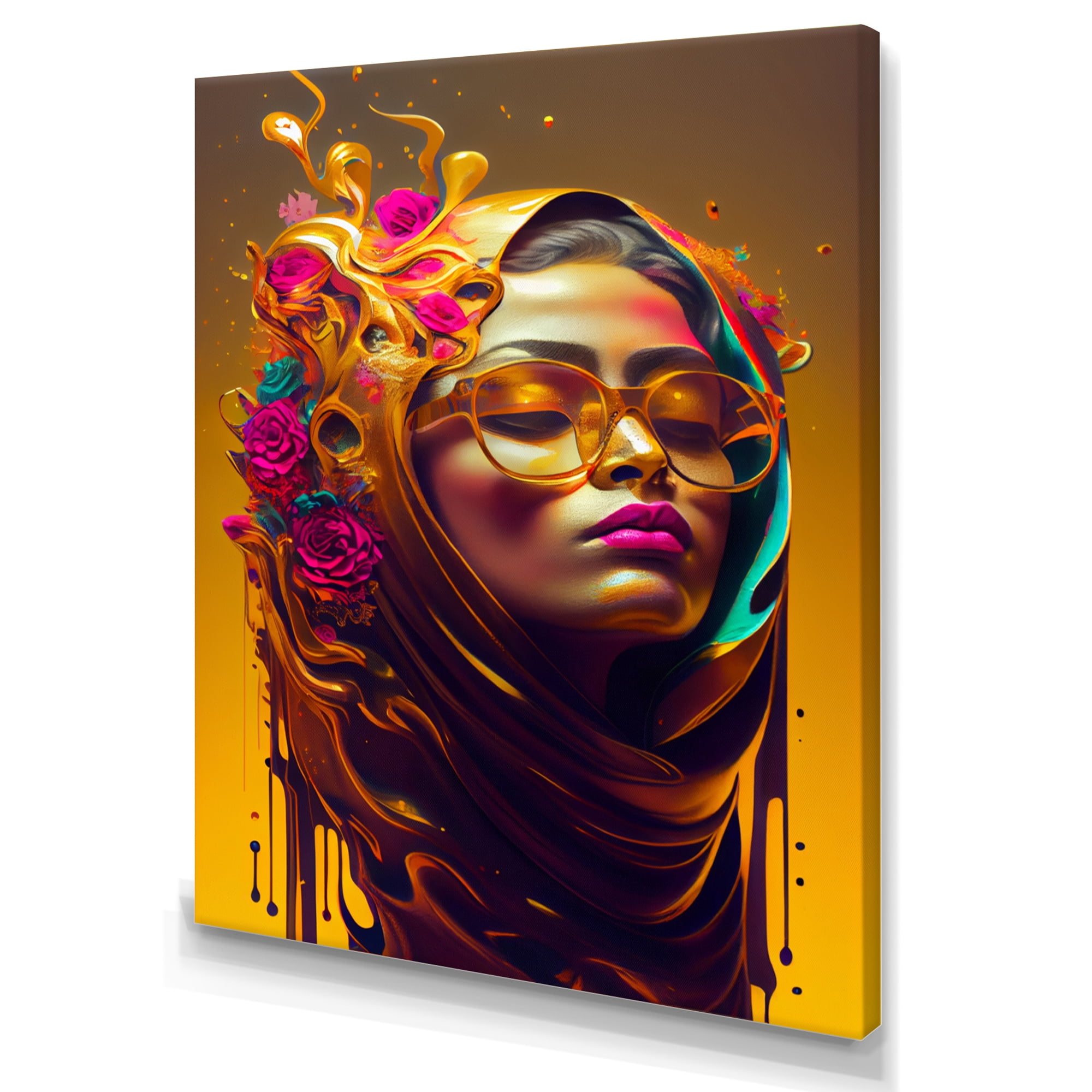 Designart Stylish Arabic Woman With Floral Hijab IX Canvas Wall Art