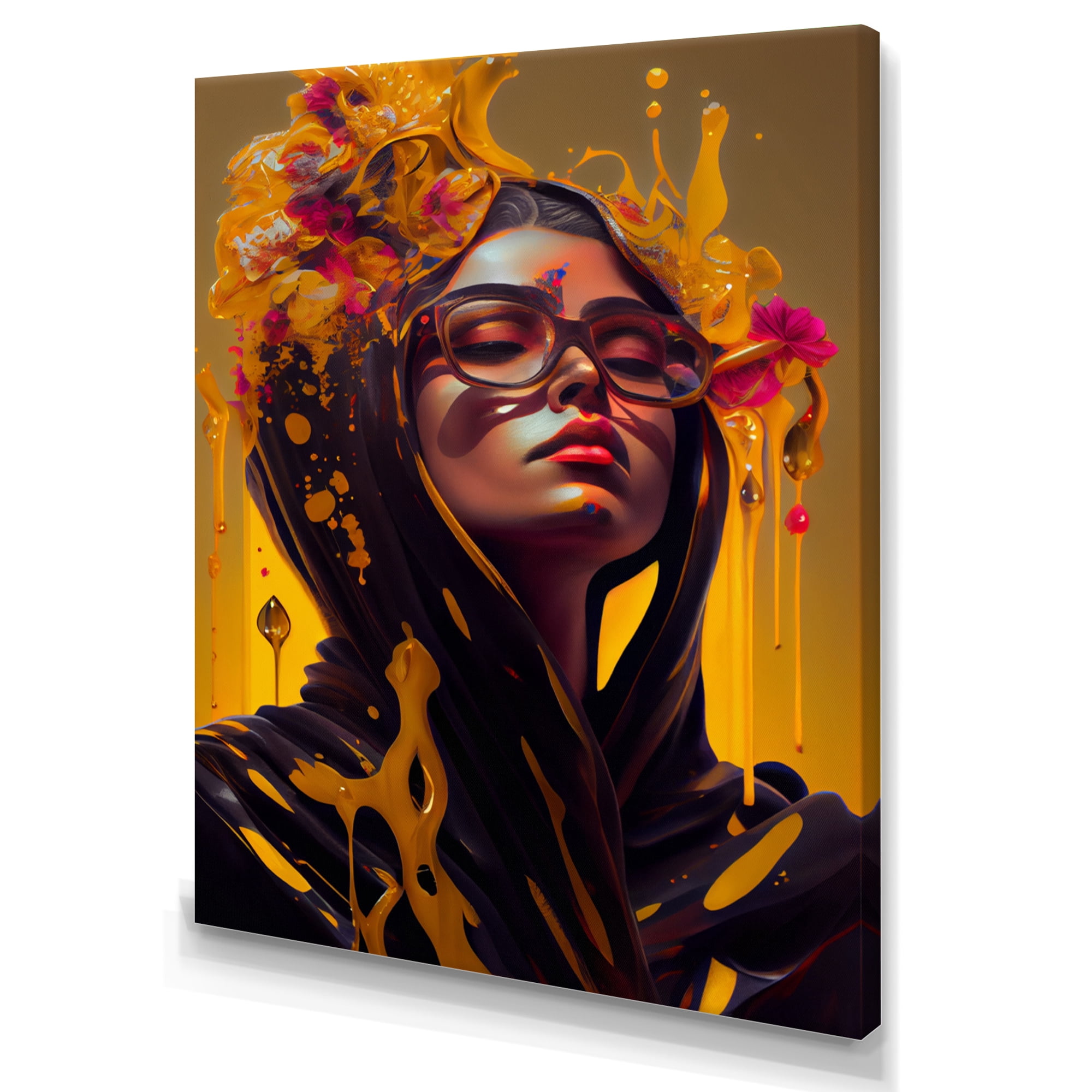 Designart Stylish Arabic Woman With Floral Hijab V Canvas Wall Art