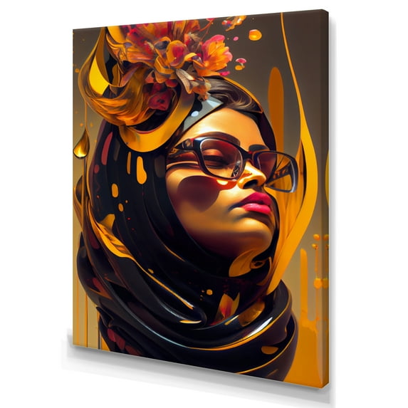 Designart Stylish Arabic Woman With Floral Hijab VI Canvas Wall Art