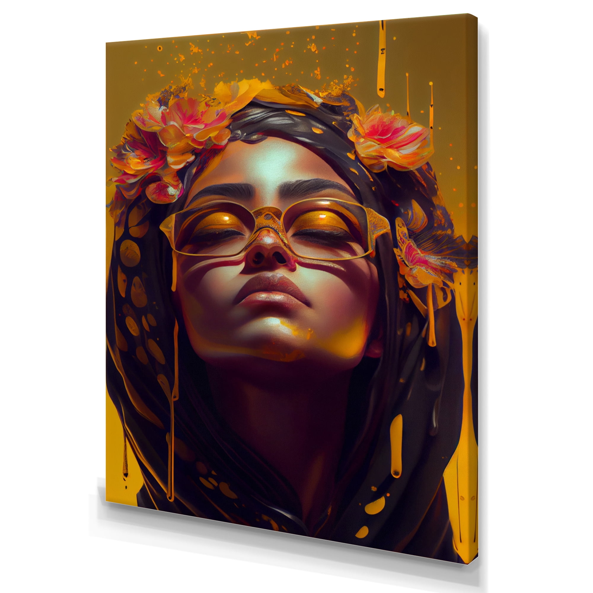 Designart Stylish Arabic Woman With Floral Hijab VII Canvas Wall Art