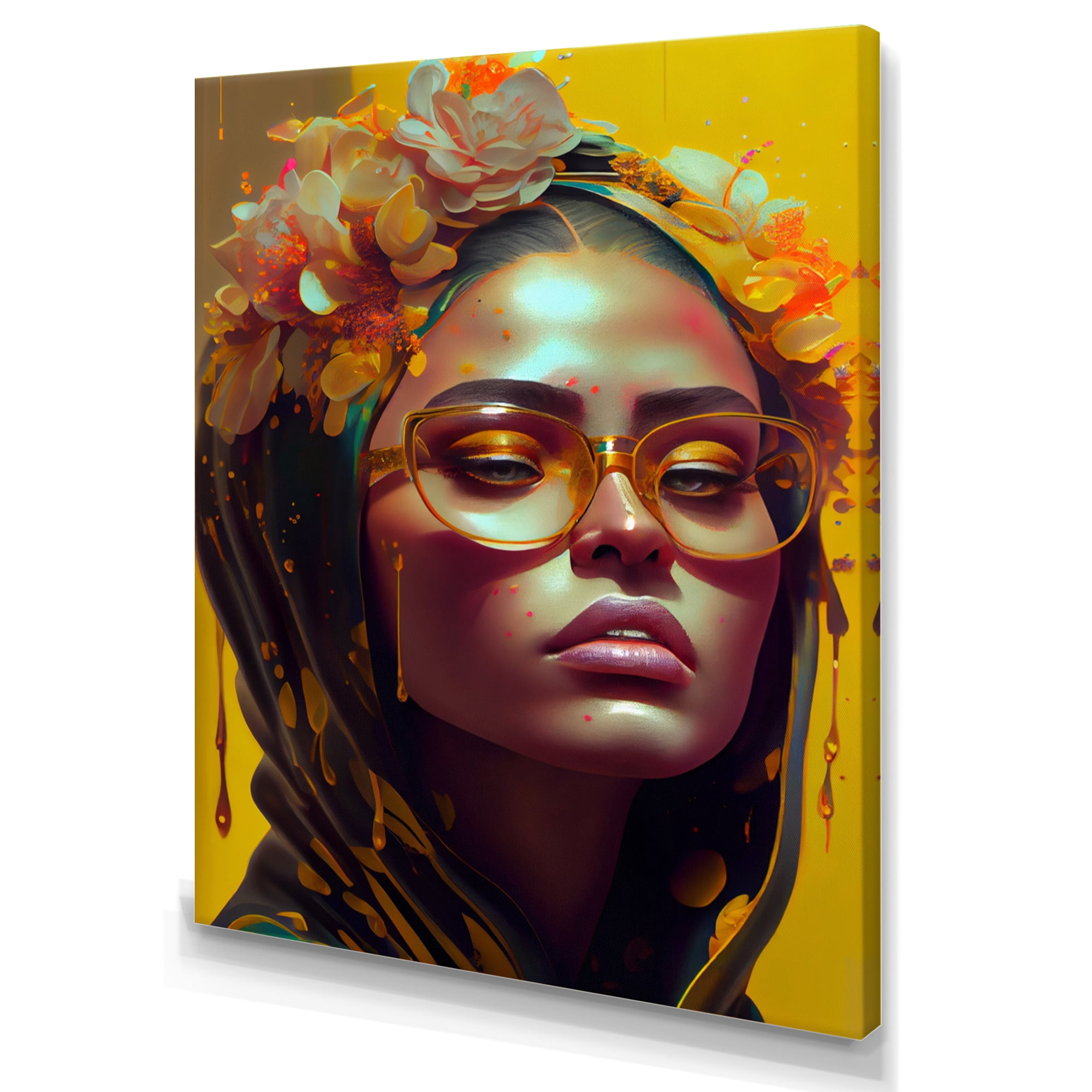 Designart Stylish Arabic Woman With Floral Hijab VIII Canvas Wall Art