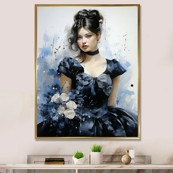 Designart "Stylish Beautiful Woman Delight" Fashion Floater Framed Canvas Print