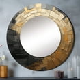 thumbnail image 1 of Designart "Stylish Black & Gold Pottery Circles" Abstract Spirals Gold Large Round Mirror - Round Office Mirror Wall Decor - Modern Round Printed Mirror - 29" x 29", 1 of 6