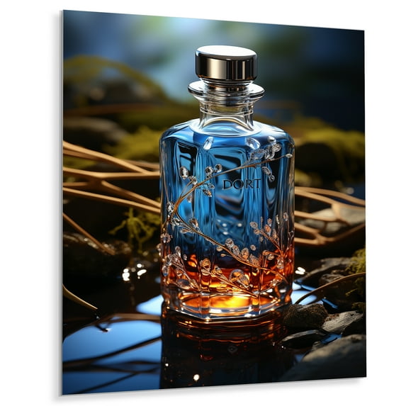 Designart "Stylish Blue Perfume Delight V" Fashion Metal Art Print