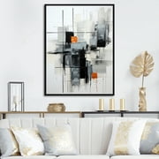 Designart "Stylish Calvin K Geometric Glam I" Fashion Floater Framed Canvas Wall Art
