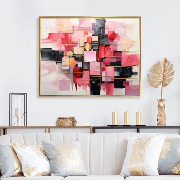 Designart "Stylish Dolce Geometric Glam" Modern Floater Framed Canvas Wall Art
