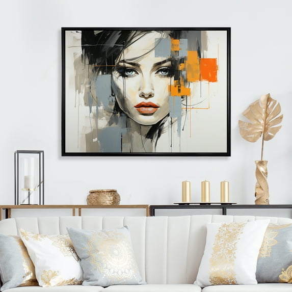 Designart "Stylish Geometric Silhouette II" Fashion Floater Framed Canvas Art Print