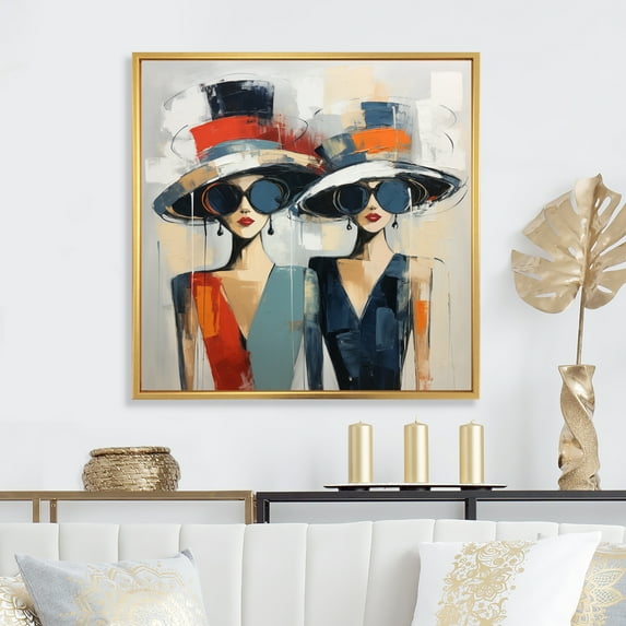 Designart "Stylish Hats Collection II" Fashion Floater Framed Wall Art Print