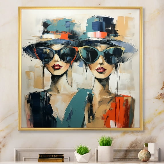 Designart "Stylish Hats Collection III" Fashion Floater Framed Canvas Print