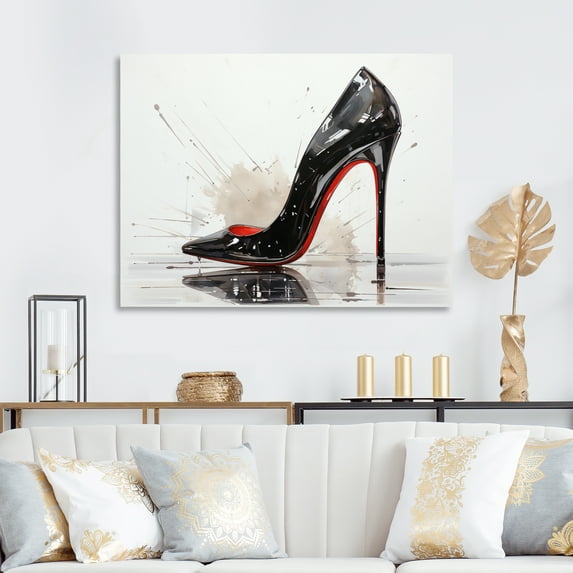 Designart "Stylish High Heels Sleek Silhouette I" Fashion Wall Art Living Room