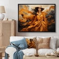 thumbnail image 1 of Designart "Stylish Orange Dress Movement I" People Floater Framed Canvas Wall Art, 1 of 7