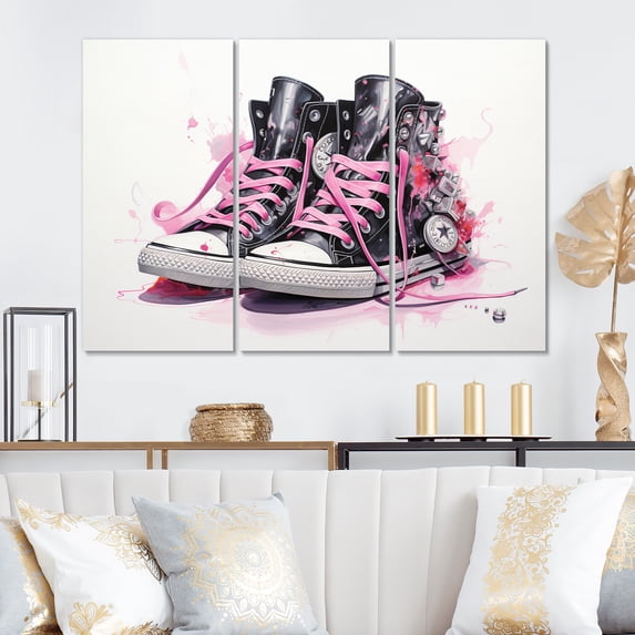 Designart "Stylish Sneakers Obsession" Fashion Wall Art Prints Set