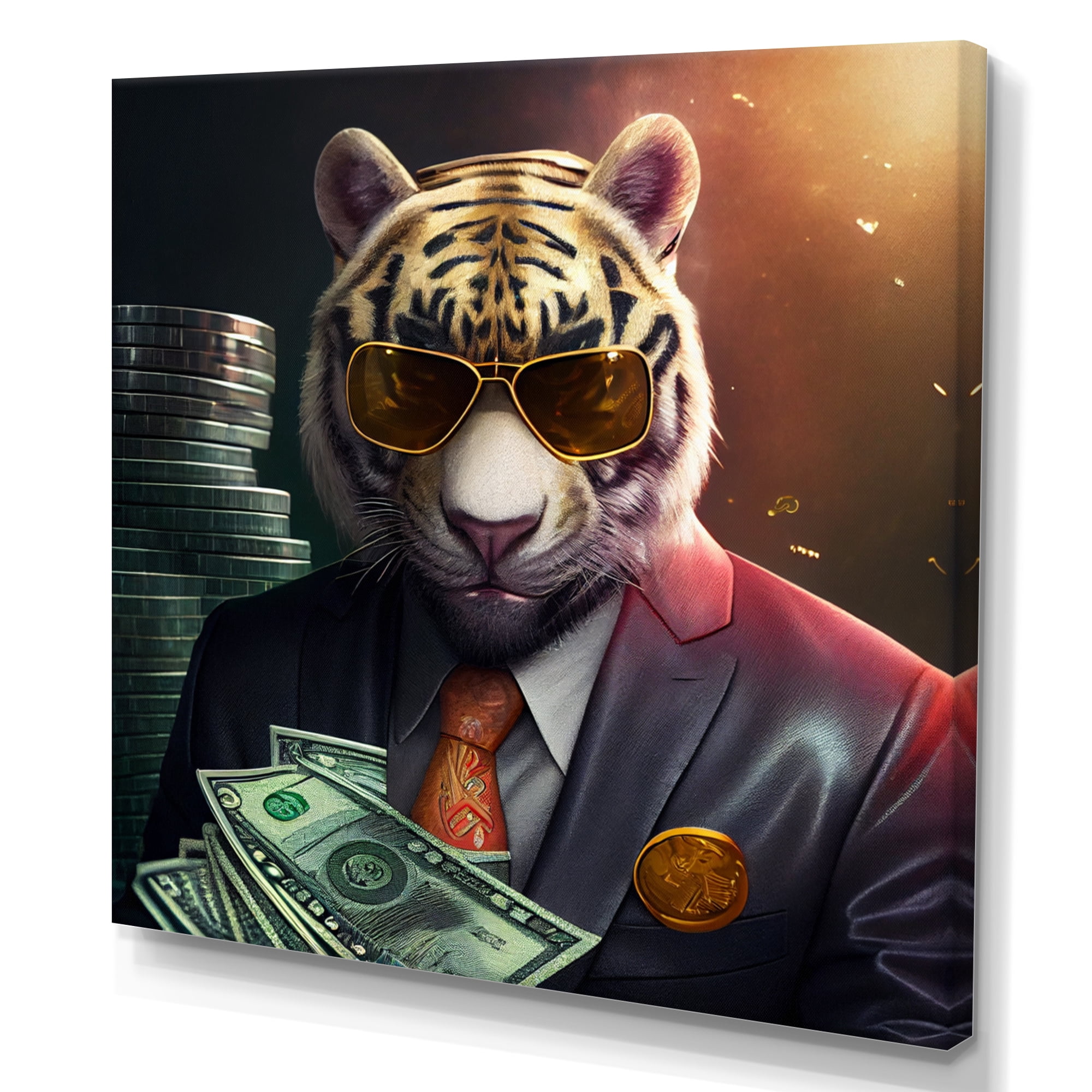 Designart Stylish Tiger Gambling III Canvas Wall Art