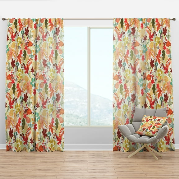 Designart 'Stylized Autumn Leaves With Pattern' Modern & Contemporary Curtain Panel