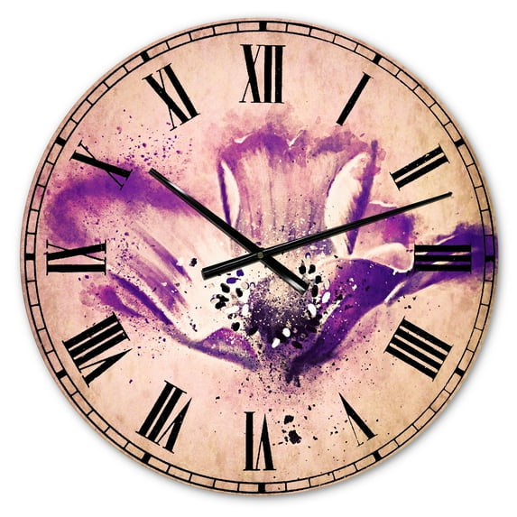 Designart 'Stylized Watercolor Poppy Flower' Traditional wall clock