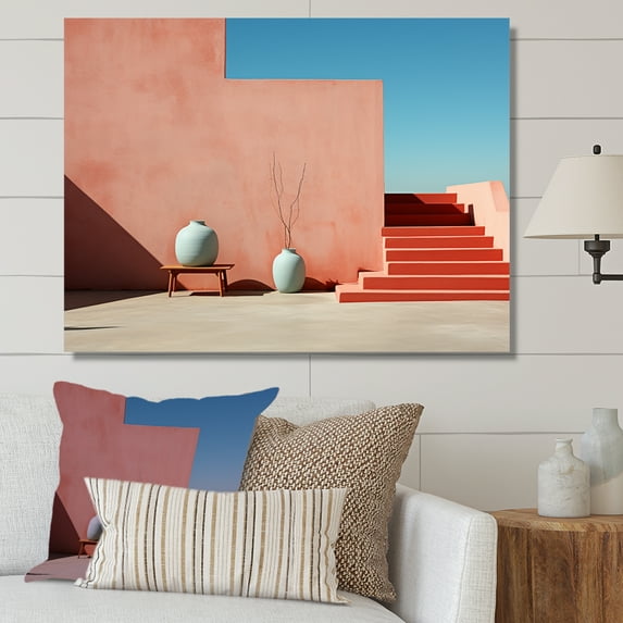 Designart "Subdued Forms Harmony In Peach Minimalism" Minimalism Canvas Wall Art