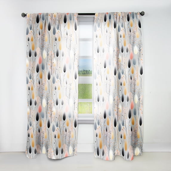 Designart "Subdued Grey Botanical Plans" Botanical Curtain Panels