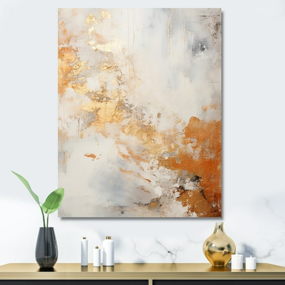 Designart "Subdued Snow Blossoms II" Abstract Shapes Canvas Art Print