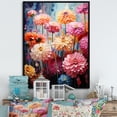 thumbnail image 1 of Designart "Subdued Zinnias Meadow I" Zinnias Floater Framed Canvas Prints, 1 of 5