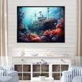 thumbnail image 1 of Designart "Submerged Titanic Recollections I" Coastal Coral Under Water Floater Framed Wall Art Living Room, 1 of 5